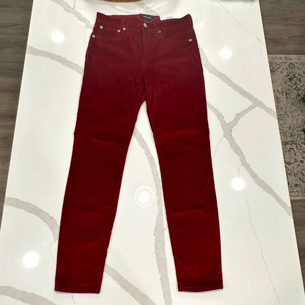 J. Crew Crimson 9" High-Rise Toothpick Velvet Pants Size: 28 (NWT)